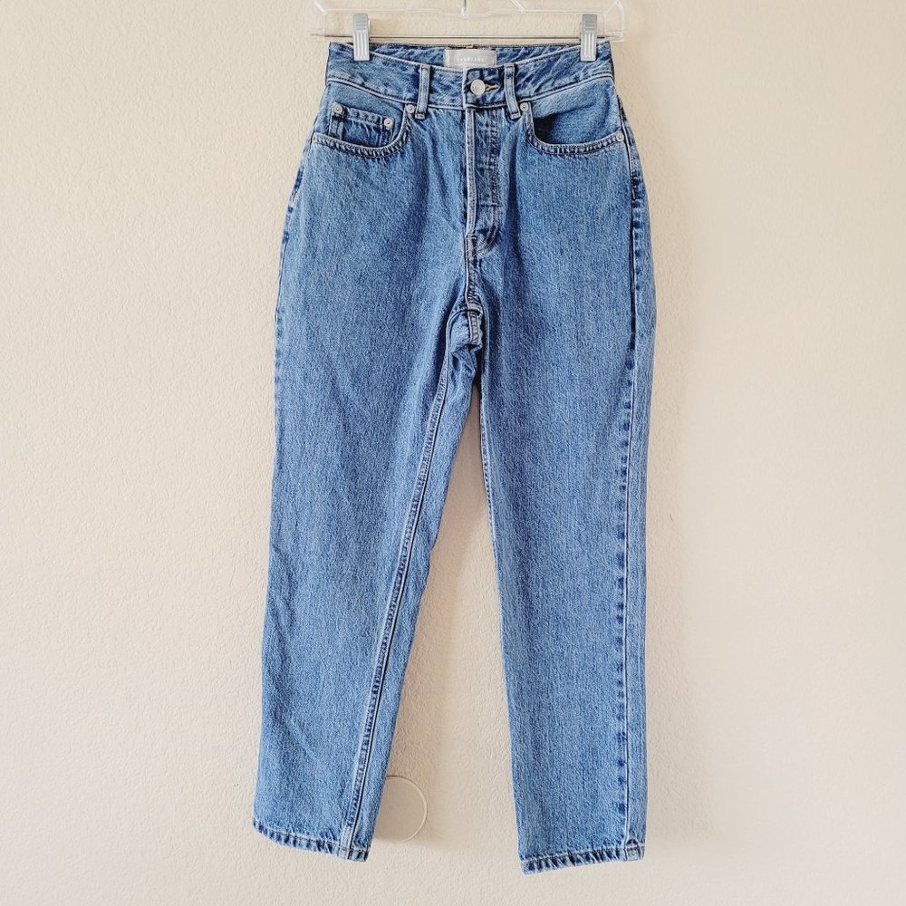 Everlane curvy 90s cheeky straight Jean Size 25 Medium Wash crop 100% cotton